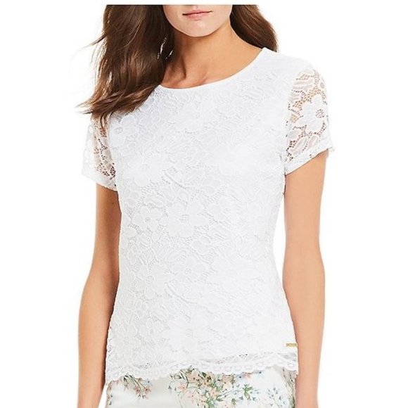 Calvin Klein Tops - CALVIN KLEIN Short Lace Sleeve Top